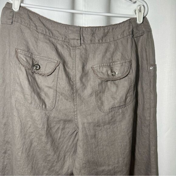 INC International Concepts 100% Linen Relaxed Fit Wide Leg Taupe Pants Womens 14 - Picture 8 of 12